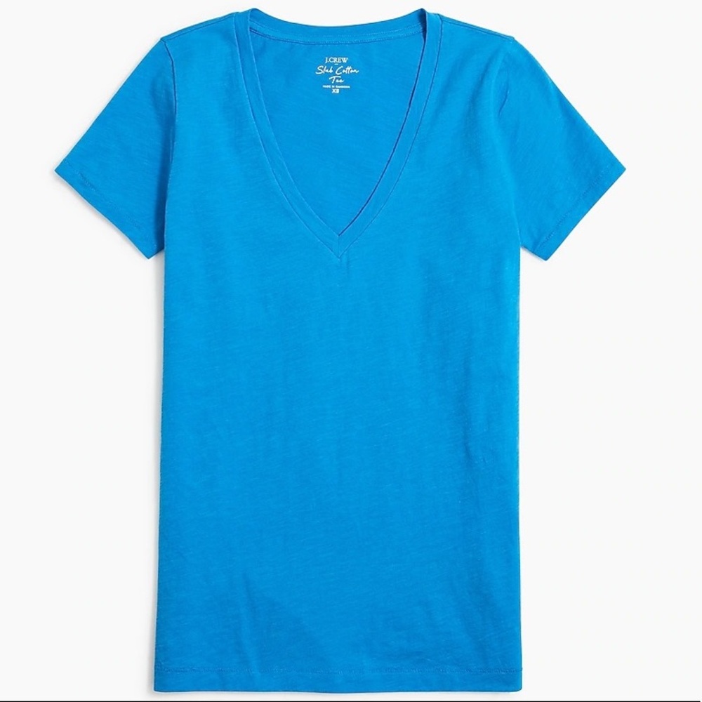 J. CREW Vintage Cotton Tee V-Neck Short Sleeve  Calm Surf T-Shirt NWT - Picture 2 of 12